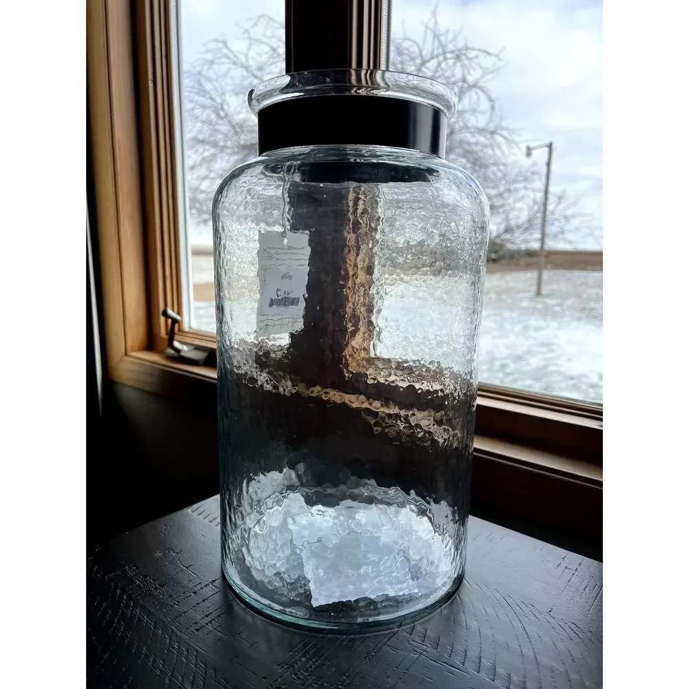 Lukasvale Small Vase, Clear Hammered Antiqued pewter-tone, NWT